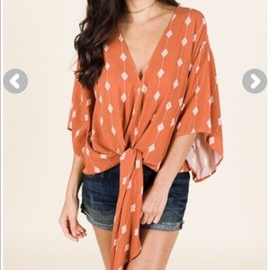 Boho boutique diamond tie top